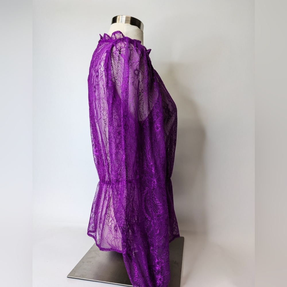Banana Republic Lace Fuchsia Blouse Size S - Picture 6 of 7